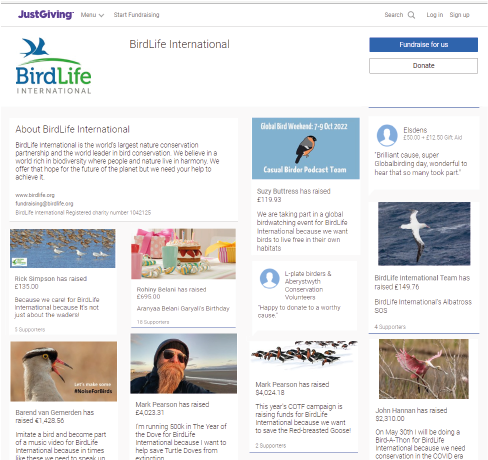 "BirdLife International's just giving page"